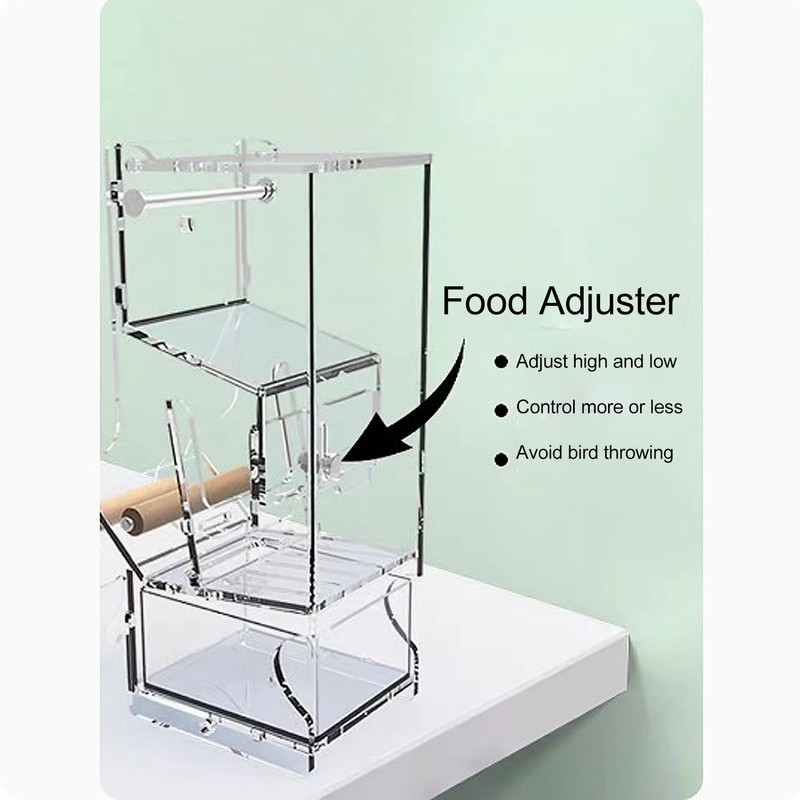 Automatic Parrot Feeder Prevent Spillage and Splashing Easy Installation Acrylic