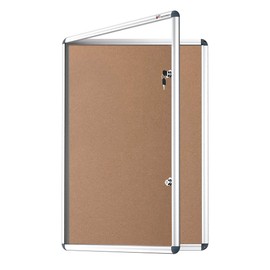 VIZ-PRO Tamperproof Lockable Cork Noticeboard Class 1 Aluminium Framed 48x36 Inches