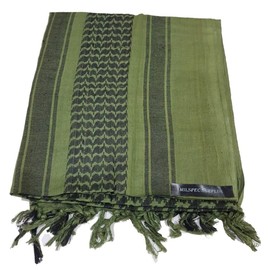 MILSPEC SURPLUS 100% Cotton Shemagh Scarf Arab Face Mask Dust Cover Keffiyeh Head Neck Wrap (Olive Green/Black)