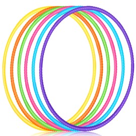 Sratte 6 Pcs Exercise Hoop Detachable Adjustable Plastic Hoops Snap Together Toy Hoop Color Playground Toys for Girls and Boys Party Games, Sports, Exercise, Dog Training (Simple Colors,32 Inch)