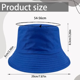 YOUYIKE 100% Cotton Double Sided Bucket Hat - Double Sided Bucket Hat for Men & Women - Sun Protection with Large Edge - Summer Leisure Hat for Beach, Travel & Outdoor - 15 Colours, sapphire blue