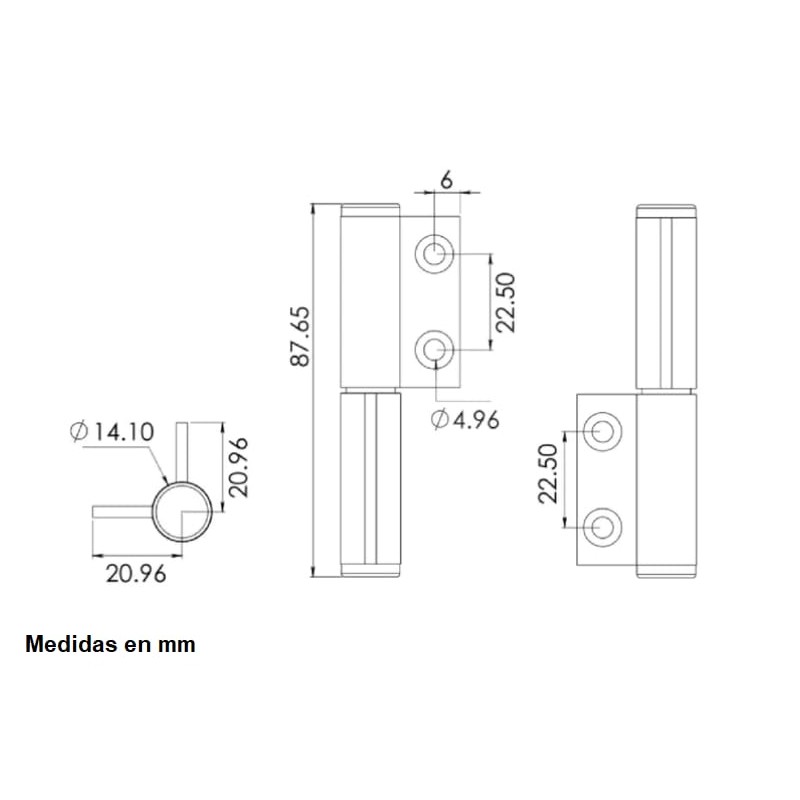 Bisagra Eurovent Serie 35 Aluminio (par) Incluye Tornillería (Blanco)