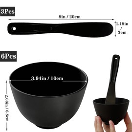 9Pcs Silicone Facial Mask Bowl DIY Face Mask Mixing Bowl for Facials Home Salon Spa Skin Applicator Bowl with Stir Sticks, Black
