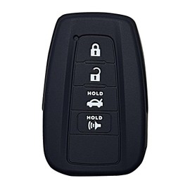 Key Fob Cover Hybrid Corolla: 4 Buttons Silicone Remote Case Protector Fit for Toyota RAV4 Camry Corolla Highlander Hybrid Mirai Hybrid Avalon 2018 to 2024 8990406220 1551A14FBC HYQ14FBC Black