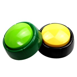 Dog Talking Button Set of 2, Voice Sound Recorder Recordable Answer Buzzers Record Talking Button Pets Traning Buzzer, Record & Playback Your Own 30S Message Easy Button Yellow and Green