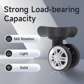 JIUKONG 2 Pcs Luggage Caster Wheels, Replacement Plastic Luggage Wheels, Luggage Wheels Spinner Suitcase Wheels for Luggage Suitcase Trolley 360 Degree Rotation