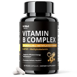 HiWell Absorfyx Methylated Vitamin B Complex with Methylfolate & Methyl B12, High Absorption Active Forms for Energy, Brain Health & Mood Support, 60 Vegan Capsules, Non-GMO, Gluten-Free