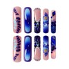 24Pcs Blue Gradient Curved Press on Nails Long Square Fake