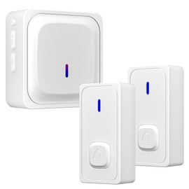 BN-LINK Wireless Doorbell with 2 Buttons, Mini Waterproof Door Bell Easy Installation, 1000Ft Range, Adjustable Volume & 58 Chimes, LED Flash, Perfect for Homes, Offices, Apartments (White)