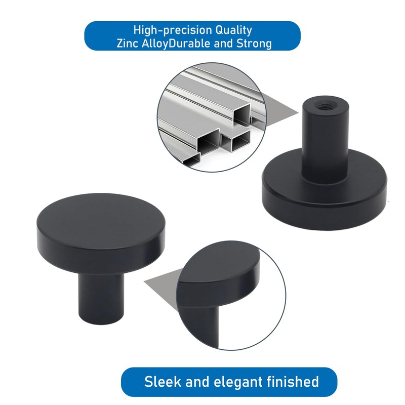 Wekuw 6 Pieces Cabinet Knobs (Black) Furniture Knobs Black Handles