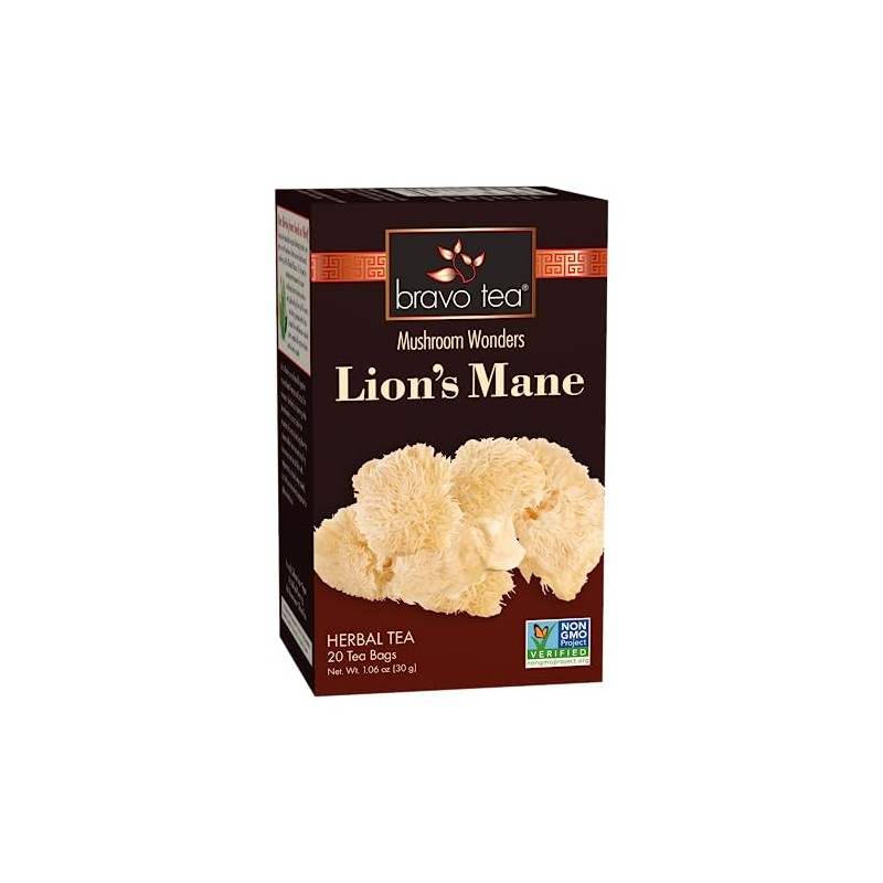 Bravo Tea Lion's Mane Mushroom Herbal Tea Caffeine Free, 20