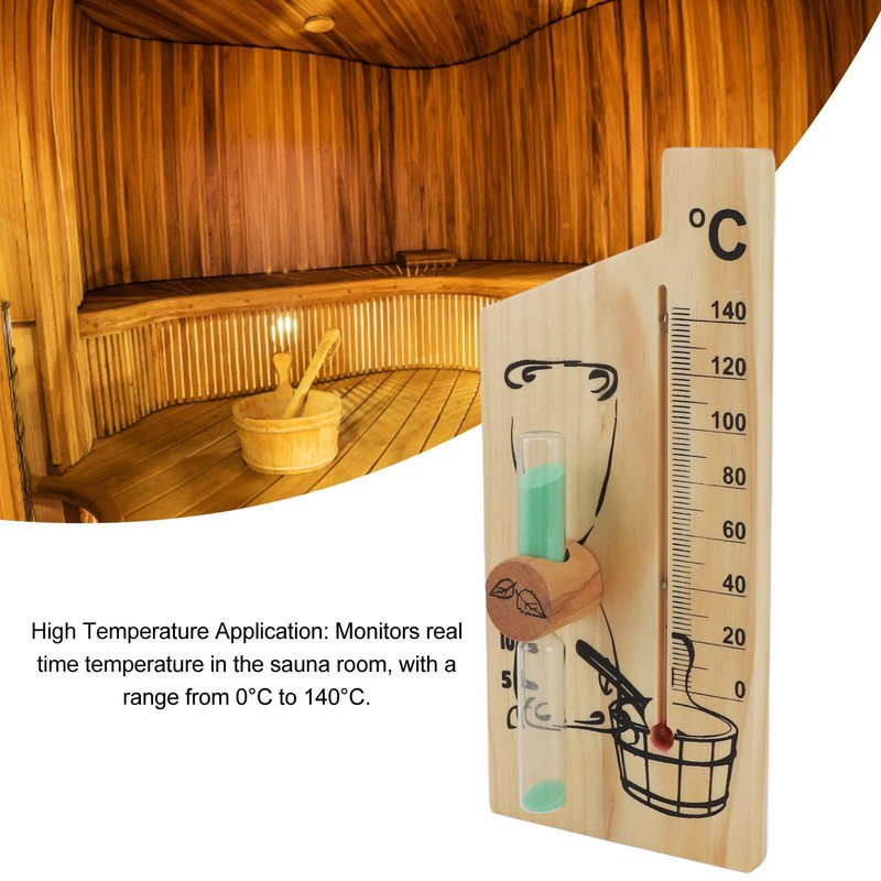 Aqur2020 Accurate Temperature Sauna Thermometer with 15 Minute Sand Timer,