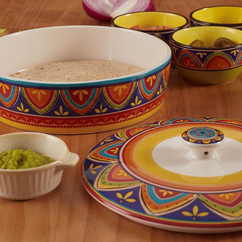 Bico Tunisian Ceramic Tortilla Warmer, 8.9 Inch Tortilla Holder with
