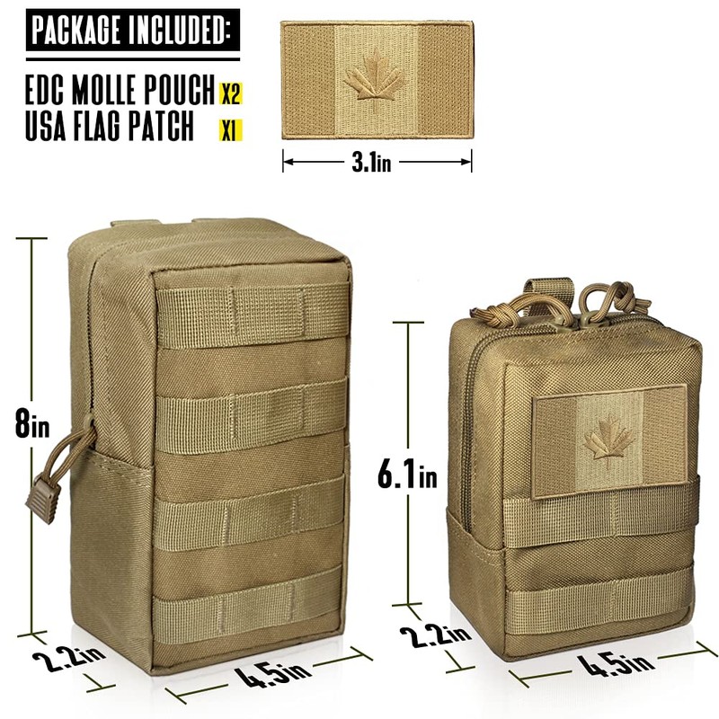 WYNEX 2 Pack Molle Pouches, Tactical EDC Utility Pouch Compact