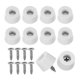 PATIKIL Cutting Board Feet, 10 Pcs Non Slip Rubber Feet Bumpers Round Cutting Board Legs Pad with Stainless Screws for Furniture Kitchen Appliances, White (0.67" W x 0.39" H)