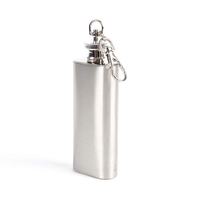 Audiophile Hip Flask Stainless Steel Bottle with Keychain Cap 2oz