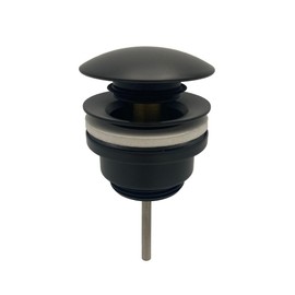 Universal Click Clack Basin Waste, Fits Sinks with or Without Overflow, Push Button Pop-Up Drain, 1.1/4" Standard Connection - With Freeflow Adaptor (Matt Black)