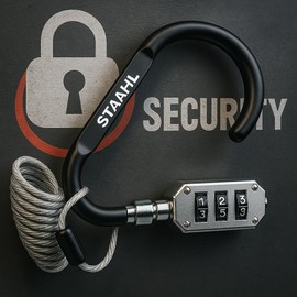 INTERBOSCH BV Cable Carabiner Combination Lock - 900mm Long, 2.5mm Thick - With Free Selectable Code - Ideal for Bicycle, Luggage, Bags and Much More