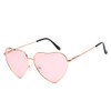 Chezi Metal Colorful Tinted Lens Heart Sunglasses, Gold, Medium