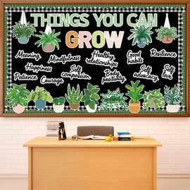 Spring Plant Bulletin Board Decorations Greenery Classroom Decor Motivational Bulletin Board Set Things You Can Grow Positive Potted Cutouts for Back to School Library Wall Door Decor Teacher Supplies