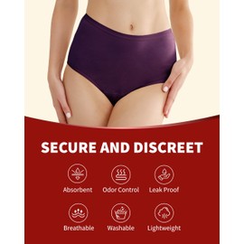 REELINDRY Womens Incontinence Underwear Washable, 2 oz Absorbency Leakproof Panties for Female Urinary Leakage 2 Pack (Black-Berry, M)