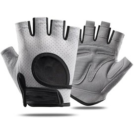 WULI Sports Gloves Outdoor Mountain Biking, Half Finger Anti Slip Gloves, Reinforced Palm Fitness Riding Gloves Summer New Road Mountain Bike Riding Gloves (Gray2, Large)