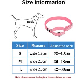 Serijoars Martingale Heavy Duty Nylon Dog Collar, Soft Neoprene Padded Breathable Nylon Pet Collar for Small Medium Large Dogs (S, Blue)