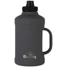Grizzly 64oz Water Bottle | Vacuum Insulated | Leak Resistant Lid | Stainless Steel| Heavy Duty Handle | For Gym Hiking Beach Sports Camping | Stealth Gray