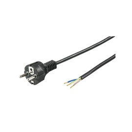 Goobay 94701 Power Cable with Open Cable Ends & Pressed Wire End Ferrules / Straight Earthing Contact Plug / Universal Power Cable / Black / 2 m