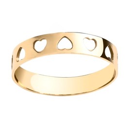 Old English Jewellers 9ct Yellow Gold Cut Out Heart Band Ring size J K L M N O P Q R S T U (L)