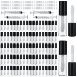 LDHHYH 120 Pack 10 ml Clear Mini Lip Gloss Tube, Empty Plastic Lip Gloss Containers, Refillable Lip Balm Gloss Containers Bottles for Travel DIY Makeup - Black