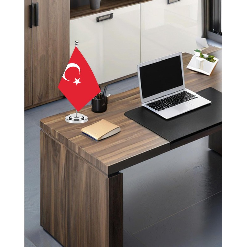 Turkey Miniature Desk Flag Set,8x5 Inch Turkish Small Flag With
