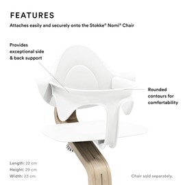 Stokke Nomi Baby Set, White - Provides Side & Back Support While Baby Learns to Sit - Compatible with All Nomi Chairs