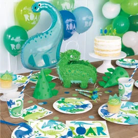 Unique 73884 Prehistoric Dinosaur Round Dessert Plates | 7” | 8 Pcs, Multicolour, 18 Centimeters