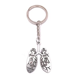 H-Customs Lungs Breathing Smoker Key Ring Pendant Silver Metal