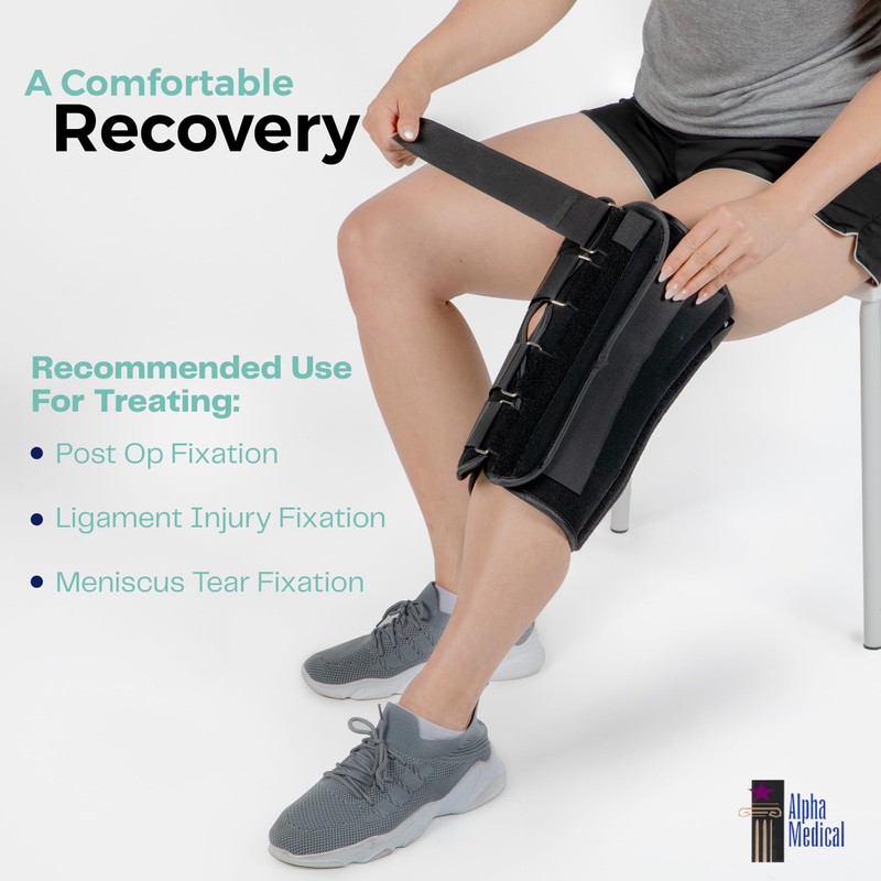 Alpha Medical 14” Long Adjustable Three Panel Orthopedic Knee Immobilizer