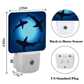 FSHVQKD Floating Sharks Night Light,Plug-in Nightlights Auto Sensor Night Lamp Dusk to Dawn Lamp Home Decor for Nursery Children Girls Boys