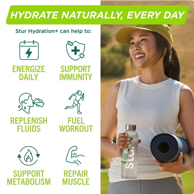 Stur Electrolyte Hydration Powder 16 Servings Sugar Free Antioxidants B