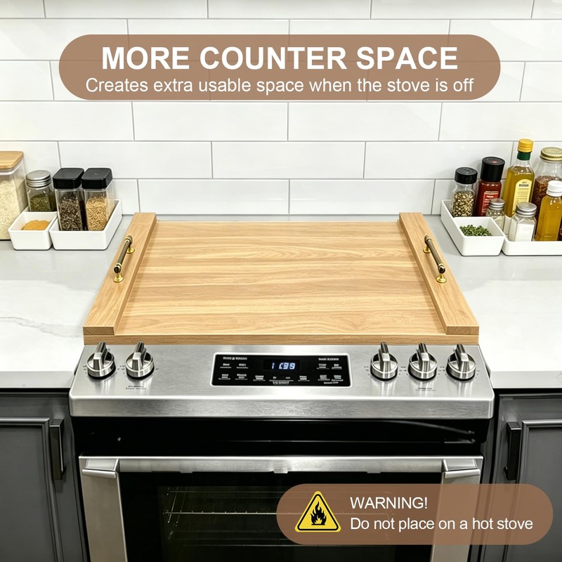 Noodle Board Stove Cover w/Handles, for Gas & Electric Stoves