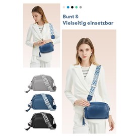 ferlord Women's Leather Shoulder Bag, Bum Bag, Women's Stylish Crossbody Bag with 3 Compartments, Small Modern Handbag, Women's Shoulder Bag with Wide Shoulder Strap, Elegant, Blue-A