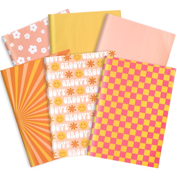 Whaline 60 Sheets Boho Tissue Paper Cute Smile Face Gift