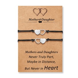 VGWON Mother Daughter Bracelet Set for 2/3, Matching Heart Bracelets, Jewellery, Birthday Gifts for Mother, Daughter, Women, Girls, Stainless Steel