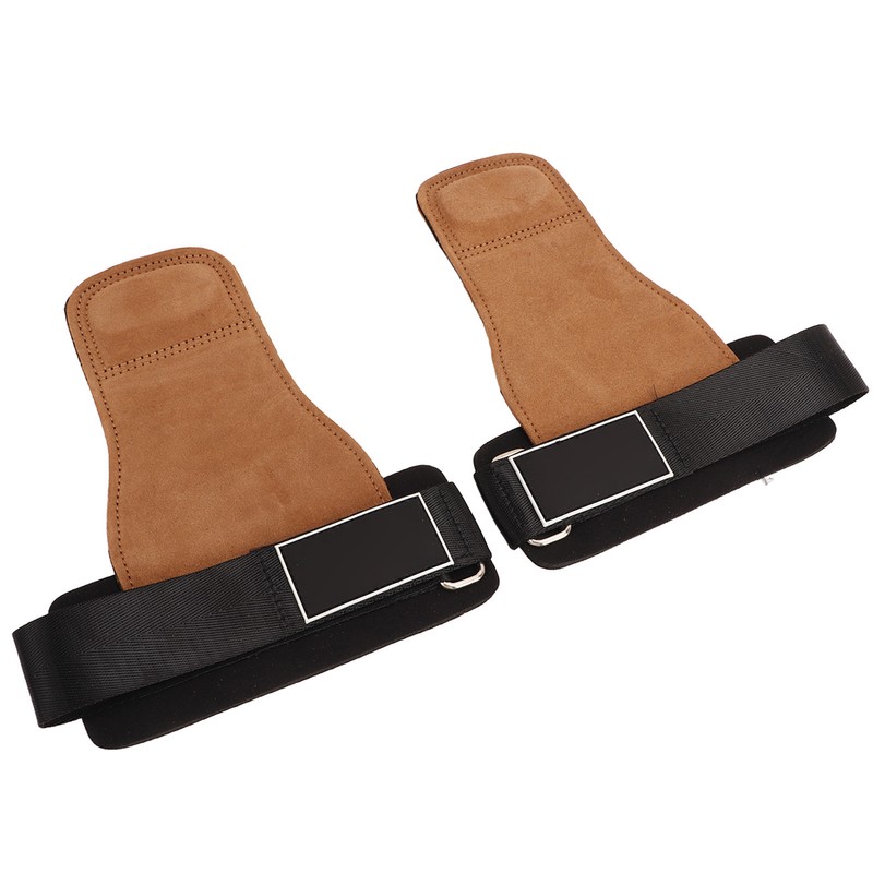 2PCS Weight Lifting Grips with Wrist Straps Cowhide SBR Full