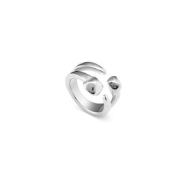 UNOde50 Silver Plated Alloy Ring with 2 Small Nail Heads, Sterling Silver Plated Alloy, No Gemstone