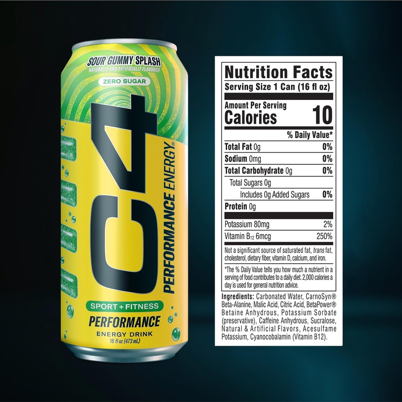 Cellucor Cellucor C4 Energy Carbonated Zero Sugar Energy Drink, Pre