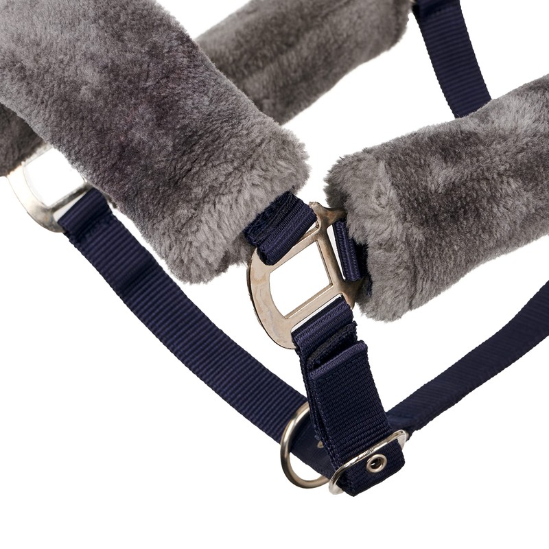 LeMieux Comfort Headcollar for Horses - Navy/Grey - Soft Fleece