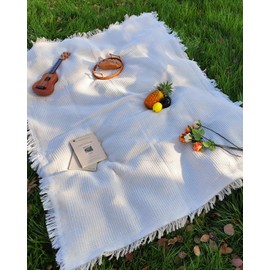 LIFANDY Leisure Sheet Picnic Sheet Picnic Mat Fabric 1 to 4 People Foldable Stylish Camping Blanket Picnic Mat Compact B (Beige, 180cm×180cm)