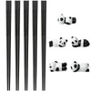 5 Pairs Panda Metal Chopsticks with Holder, Reusable Black Chinese