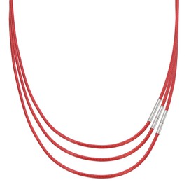 PATIKIL 16"/18"/20" Leather Necklace Cord, 3mm/0.12" Waterproof Braided Leather Necklace Cord Woven Wax Rope Chain with Stainless Steel Clasp for Men Women DIY Pendant Gift, Red/Silver