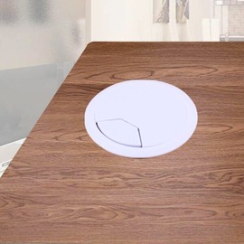 4 Pieces White Desk Grommet, 60mm (2.4 inch) Plastic Desk Cable Grommet Cord PC Computer Wire Cable Hole Cover Desk Cable Tidy Hole Cover for Home Office